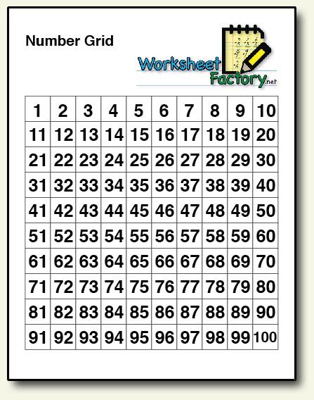 Number Grid Worksheets