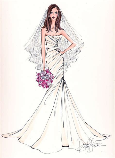 Custom Bridal Illustration 16500 Via Etsy Fashion Illustration