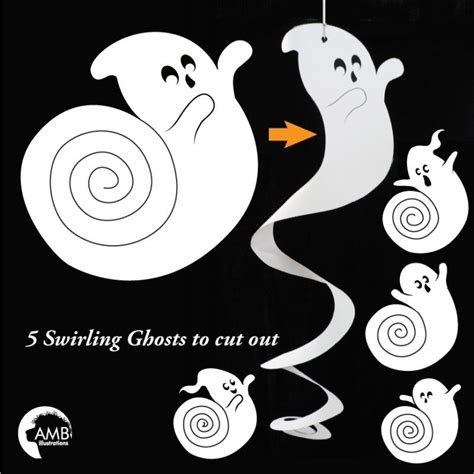 Halloween Swirly Ghosts Printable Ambillustrations Com Halloween Paper Crafts Ghost Crafts