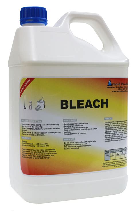 Bleach burns are a serious condition. 5L HOUSEHOLD BLEACH | Arnold Products Limited