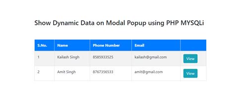 Show Dynamic Data On Modal Popup Using Php Elevenstech Web Tutorials