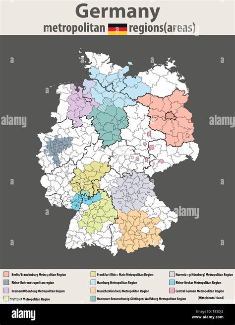Vektor Hoch Detaillierte Karte Von Deutschland Metropolregionen Bereiche Stock Vektorgrafik Alamy