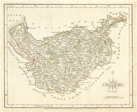 Antique County Map Of Cheshire By John Cary Original Outline Colour 1793