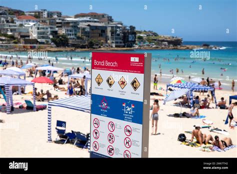 bondi beach on a january 2023 day in summer with the beach crowded with people sunbathing sydney