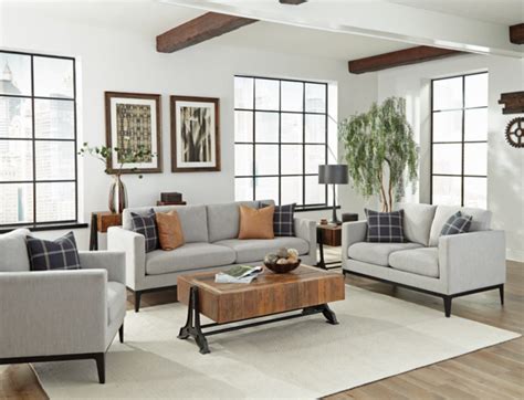 Coaster® Apperson 3 Piece Light Grey Living Room Set Daws Home