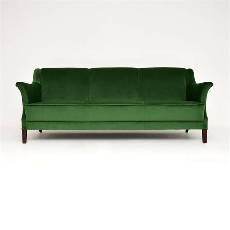 1940's Vintage Danish Green Velvet Cocktail Sofa - Retrospective