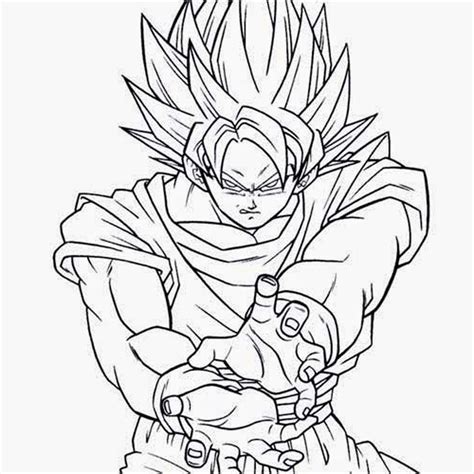 Goku Kamehameha Side Sketch Coloring Page