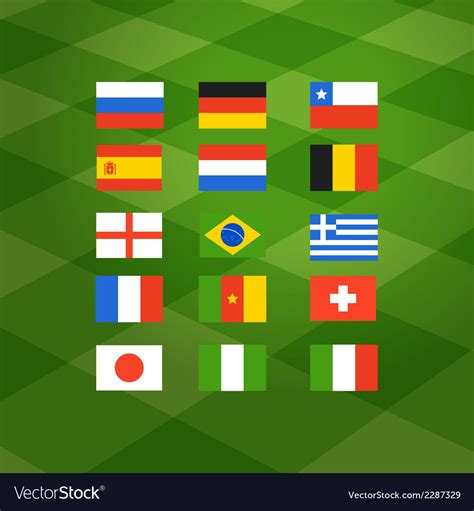 Flags Of Different National Football Teams Vector Image