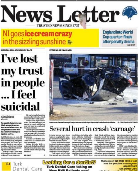 NI Paper Review Stolen Car Crash Carnage BBC News