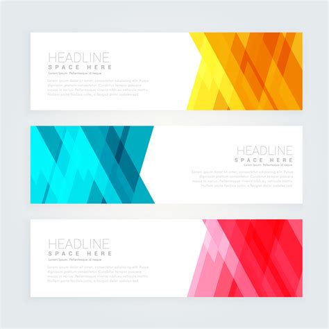 Abstract Banners Set With Geometric Shapes Download Free Vector Art