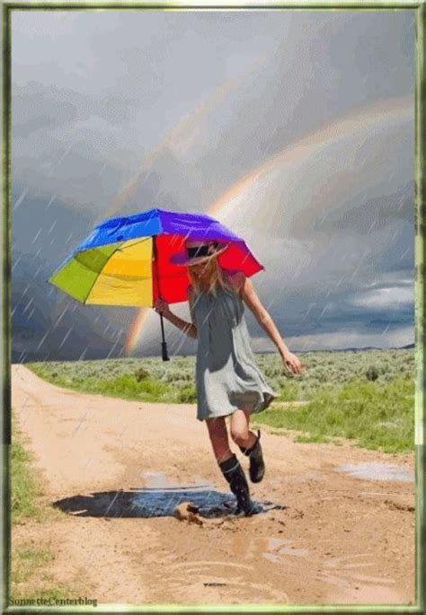 S Animés Page 56 Umbrella Dancing In The Rain Rainbow Rain