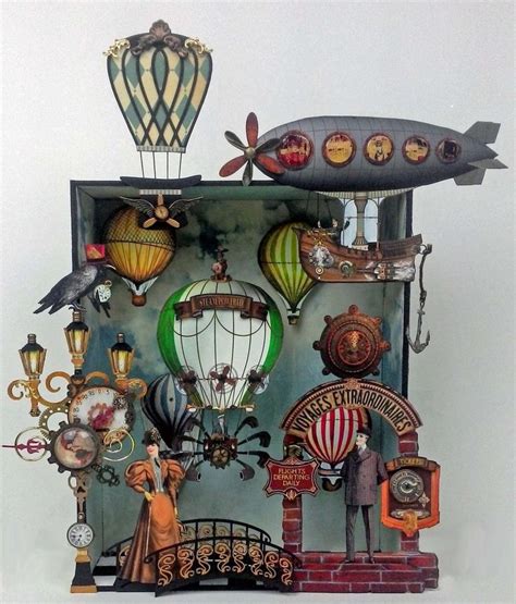 Voyages Extraordiniares Steampunk Shadowbox And Diorama Plus New Collage