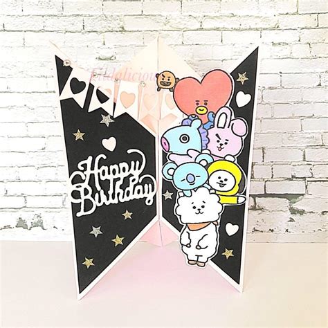 Handmade Unique Shape Stand Card For Birthday And Bts Fan Design