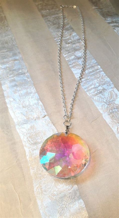 Handmade Prism Necklace Large Round Faceted Crystal Clear Etsy