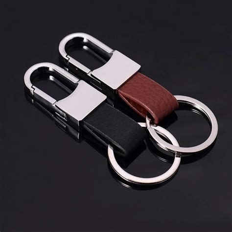 creative leather key holder metal key chain auto keychain car key ring business men keychain key