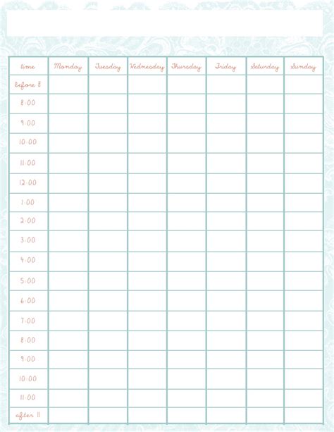 10 Monthly Class Schedule Template Fabtemplatez