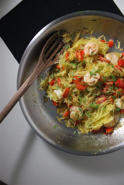 Roasted Spaghetti Squash Pasta With Shrimp Keys To The Cucina