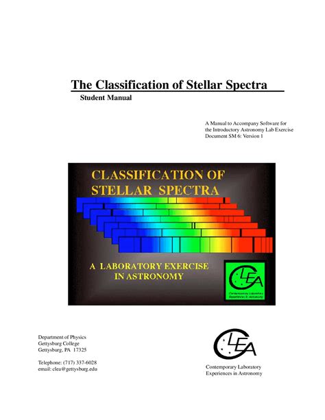 The Classification Of Stellar Spectra Student Manual Astr 505 Docsity