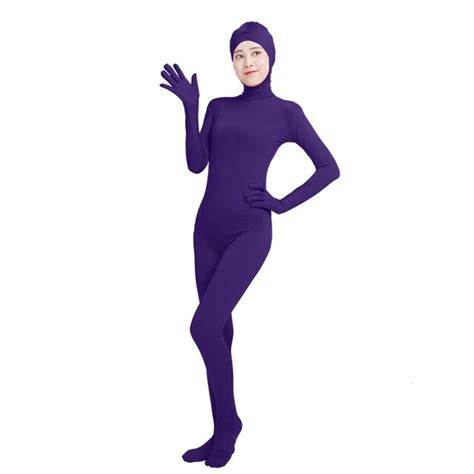 Ensnovo Unisex Cosplay Zentai Suits Women Men Adult Open Face Full Body Spandex Suit Zentai