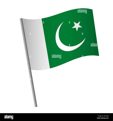 Pakistan Flag Icon National Flag Of Pakistan On A Pole Illustration