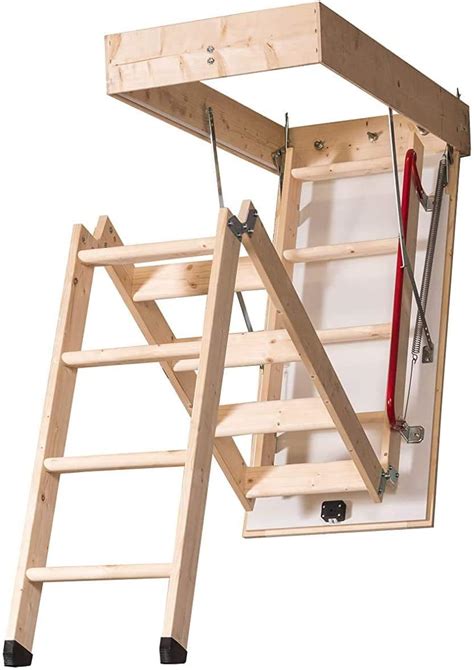 Djm Direct Deluxe Eco 3 Section Timber Folding Wooden Loft Ladder Frame 550 X 1130mm Floor To