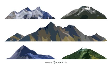 Isolated Mountain Illustration Set Vector Download