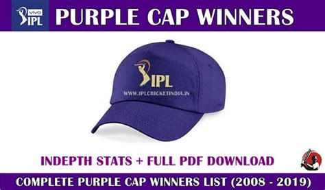 Ipl Purple Cap Complete Winners List And Holder List 2008 2019