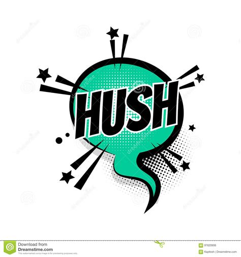Comic Text Hush Shh Speech Bubble Pop Art Stock Vector Illustration