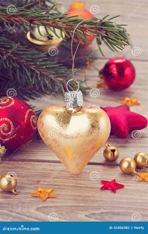 Golden Heart Christmas Decoration Stock Photo Image Of Ornament