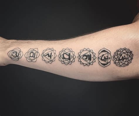 7 Chakras Tattoo On The Arm Black Linework Only Mandala Wrist Tattoo