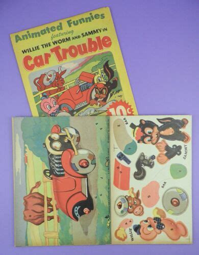 Animated Funnies Willie The Worm And Sammy In Car Trouble C1940s