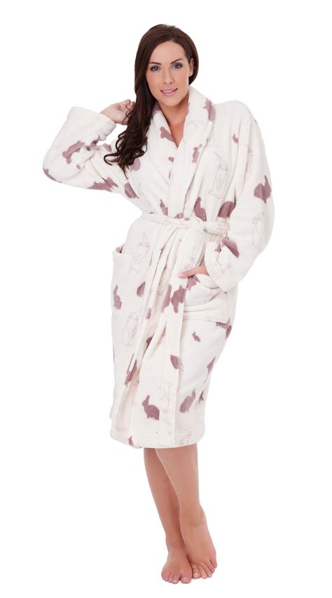 Womens Full Length Fleece Bath Robe Dressing Gown Housecoat Belt