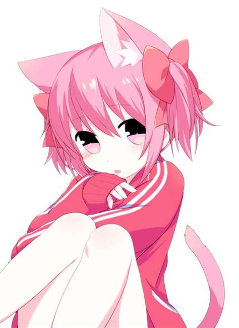 Neko Girl With Pink Hair Anime Kawaii Neko Girl Kawaii Anime