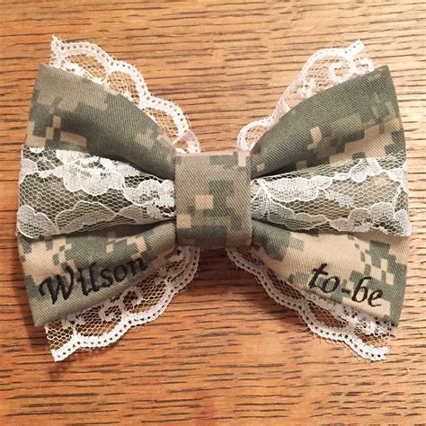 Deluxe Lace Military Camo Bow With Custom Embroidery Army Marines Us Navy Air Force By
