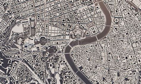 Disegno Satellite Di Vista Della Mappa Di Roma Illustrazione Di Stock