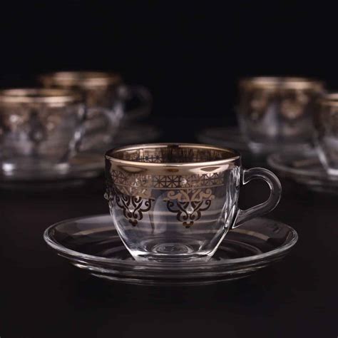 Silver Espresso Size Turkish Coffee Cups Set For Six Person | FairTurk.com