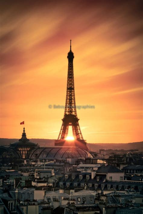 Sunset Eiffel Tower Paris France Travel Pinterest