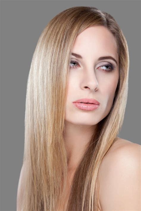 Young Blonde Beauty With Straight Hair Stock Image Image Of Hair