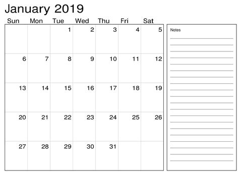 Printable Calendar With Notes Calendar Printables Free Templates