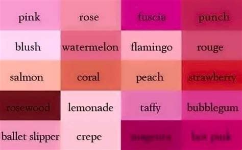 Cool Pink Color Palette Names References