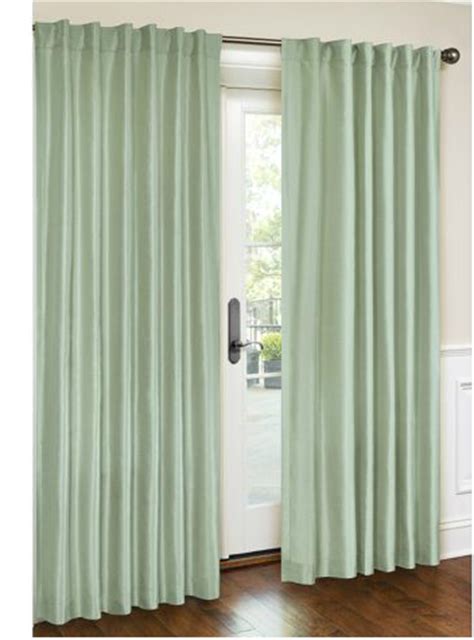 Cololeaf tab top faux silk curtains drapery panel for traverse rod or track, living room bedroom meetingroom club theater patio door ivory,beige & gold toned striped faux silk taffeta lined rod pocket curtain panel (52w x. Canopy Faux Silk Lined Curtain Panel Sea Glass Green 95 ...