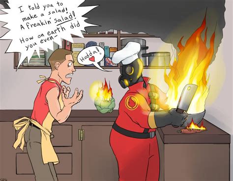 pyro makes a salad by ~yang on deviantart dorkly comics tf2 pyro team fortress 2 medic team