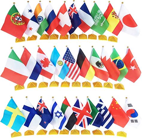 30 Countries Desk Flags Pack International Table Flag