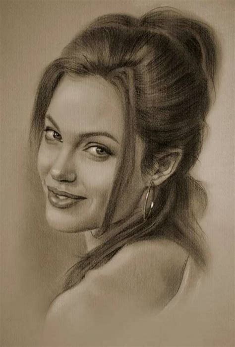 Angelina Jolie Portrait Au Crayon Pencil Portrait Portrait Drawing