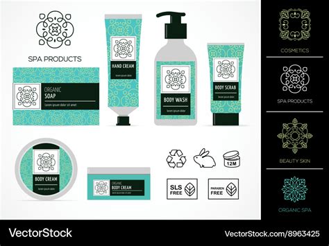 Set Of Natural Cosmetics Design Packaging Icons Vector Image
