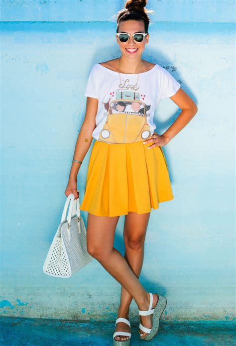 B R I G H T | #skirt #yellow #fashion #sandals #summer #style #casual #