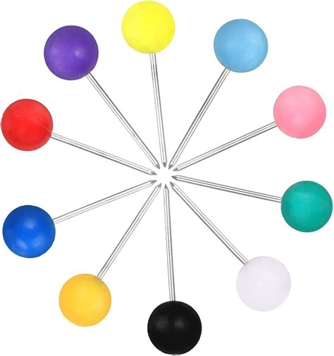 1000pcs Map Push Pins Map Tacks18 Inch 10 Colors Plastic Round Head