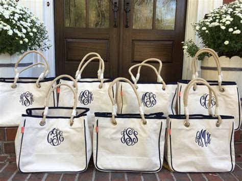 Monogrammed Canvas Tote Bag Personalized Tote Bag With Etsy