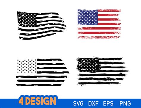4 Usa Flag Distressed American Flag Bundle Bundle Cricut