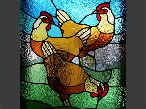 Three Stained Glass Chickens Stained Glass Artists Designers